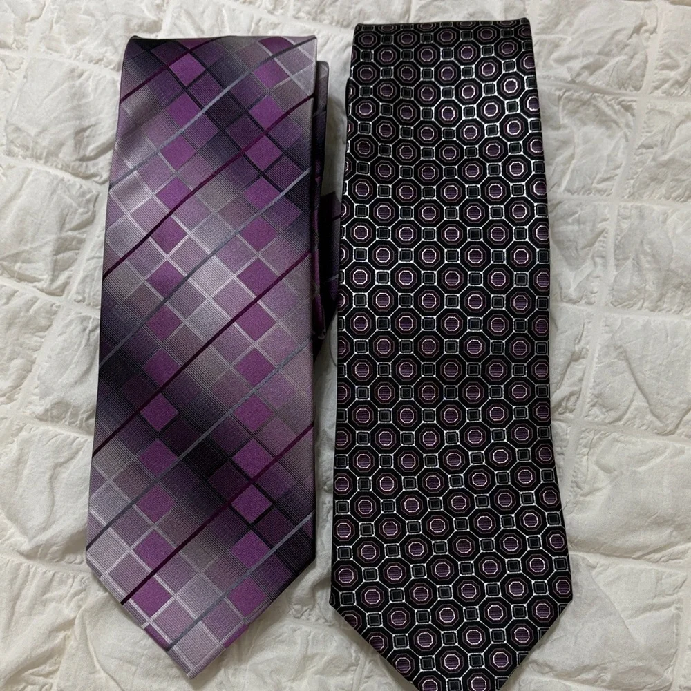 Bundle Purple color hues Patterned silk Ties Set of 2 formal career